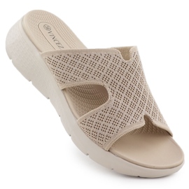 Kvinders flip flops på højden beige Vinceza 97300