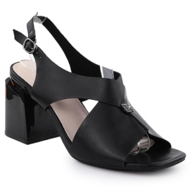 Kvinders sandaler på det dekorative indlæg Black Vinceza 62238 sort