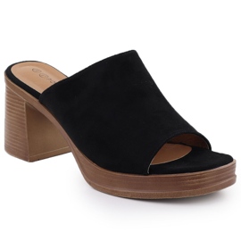 Kvinders ruskind flip flops på Black Potocki Post 54309 sort