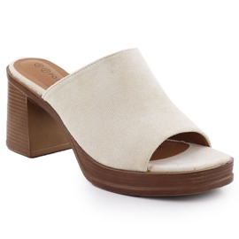 Kvinders ruskind flip flops på posten beige potocki 54309