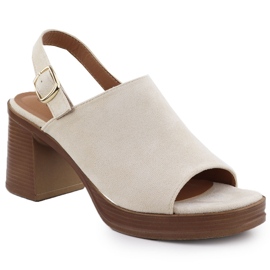 Kvinders ruskind sandaler på posten beige potocki 54313