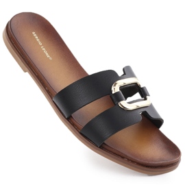 Kvinders flip -flops med dekoration sort Sergio Leone SK077H