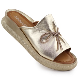 Kvinders læder flip flip flops t.sokolski L25-154 gylden
