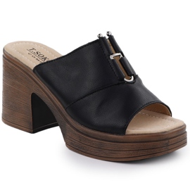 Women's Leather Flip Flops på den sorte T.Sokolski L25-13 Post