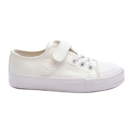 News Læder børnesneakers med velcro, hvid