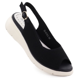 Kvinders sandaler på kiler Black Vinceza 97303 sort