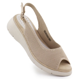 Kvinders sandaler til tekstilkile beige Vinceza 97303