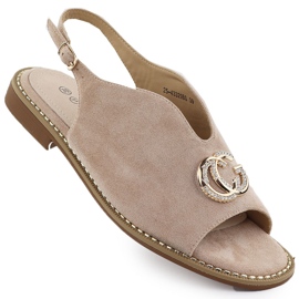 Kvinders sandaler bygget med beige dekoration 43329 Potocki