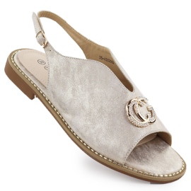 Kvinders sandaler bygget op med et ornament af Golden 43329 Potocki gylden