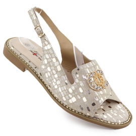 S.Barski Women's Leather Sandals Złote S. Barski Kv51-096 gylden