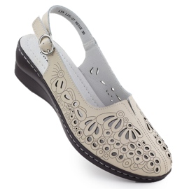 Openwork Women's lædersandaler til beige T.Sokolski L25-27