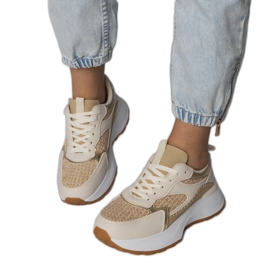 Beige sports sneakers med en flettet indsats