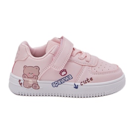 Pink bamse sneakers med en lyserød bamse