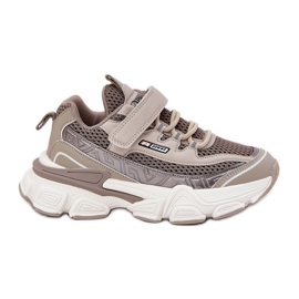Sneakers sportssko til khaki velcro beige
