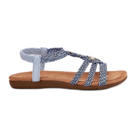 Kvinders flade sandaler med flettet Artiker 56C1325 Blue Stripes blå
