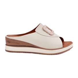Kvinders læder flip flops artiker 56C2145 Light Beige