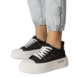 Sorte sneakers sneakers kvinders åbne arbejde