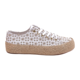 Patrouched Women's Sneakers på platformen med Lee Cooper LCW-25-08-3648L White and Gold hvid
