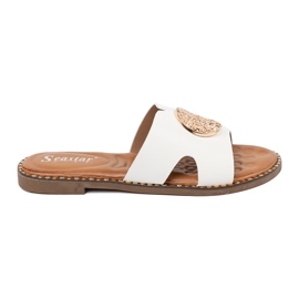Seastar Hvide flip flops med en gylden dekoration