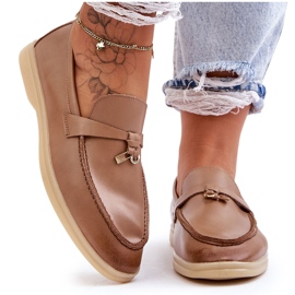 Beige lædermoccasiner til kvinder