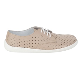 Olivier Kvinders barfodede minimalistiske sneakers 1288pol beige med hvid