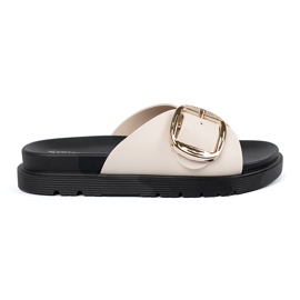 Seastar Lys -beige kvinder flip flops med en gylden spænde
