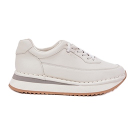 Big Star Kvinders læder -sneakers på den store stjerne RR274A333 White Platform hvid
