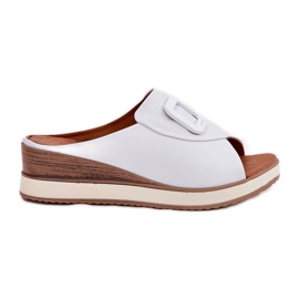 Kvinders læder flip flops på Artiker 56C2144 White Wedge hvid