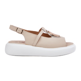 Læder elegant kvinders sandaler s.barski gr51-603 beige