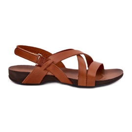 Fladt læder sandaler kvinder Zazoo 40032 Brown brun