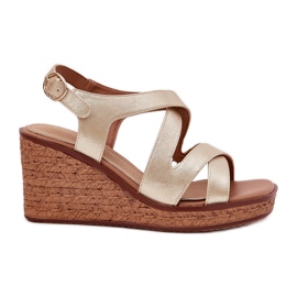 Kvinders sandaler på Wedge Sergio Leone SK223 Guld gylden