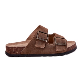 Ruskind flip flops med kvinders spænde panto fino RR267024 brun