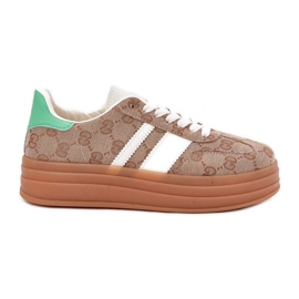 Lav sneakers på Khaki -platformen beige