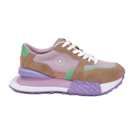 Kvinders ruskind sneakers på Big Star RR274815 Hi-Polish Pink System Platform lyserød