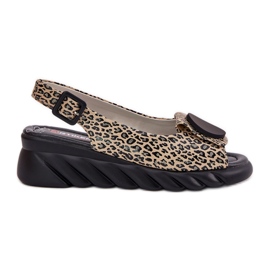 ARTIKER Naturlige lædersandaler til en kile Artker 56C2186 Leopard Print beige