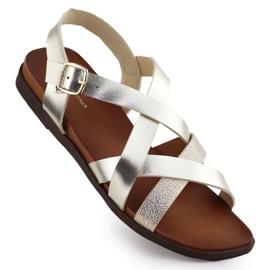 Kvinders flade sandaler Sergio Leone SK088H Roman Romanes gylden