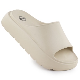 News Kvinders flip flops på en tyk platform pool beige nyheder 7303