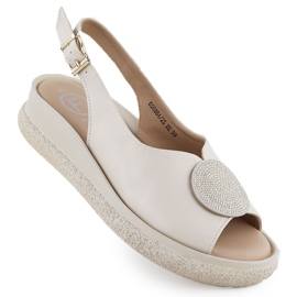 Kvinders sandaler til kile med zirkoner beige filippo DS6984