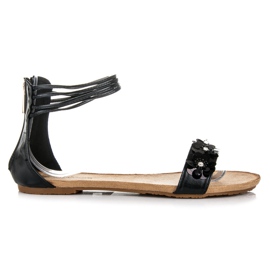 Abloom Flade sandaler på en skyder sort