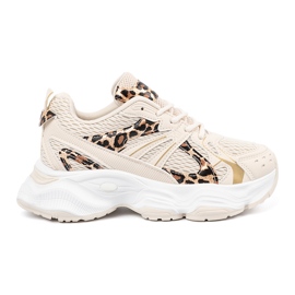 Beige sneakers med et dyremotiv