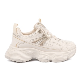 Lys beige sneakers på en tyk sål