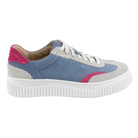 Olivier Kvinders læder -sneakers på N1202S4 -platformen Blå