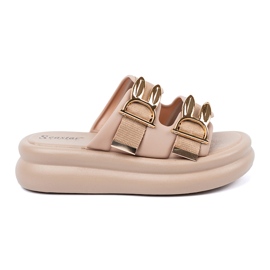 Seastar Tøfler med gyldne spænder på den beige platform