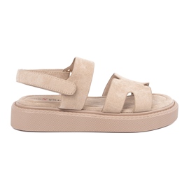Seastar Beige sandaler på platformen med udskæringer