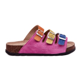Kvinders ruskind flip flops med Panto Fino RR267033 Fuchsia spænder lyserød