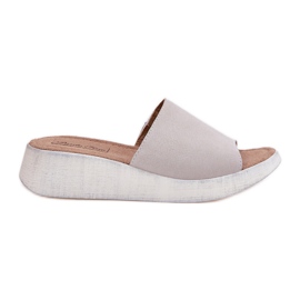 Kvinders ruskind flip flops på Panto Fino RR267044 Grå kile