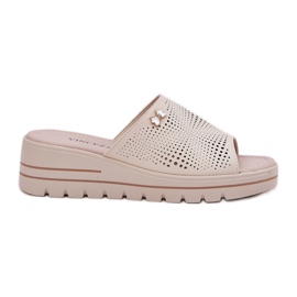Kvinders læder flip flops Vinceza 41477 beige