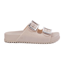 Duftende kvinder flip flops med spænder og glitter zaxy rr285056 beige