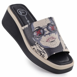 Kvinders læder hjemmesko med trykte beige filippo dk6158