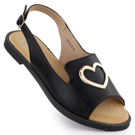 Flade kvinders sandaler med hjerte sort filippo DS6926